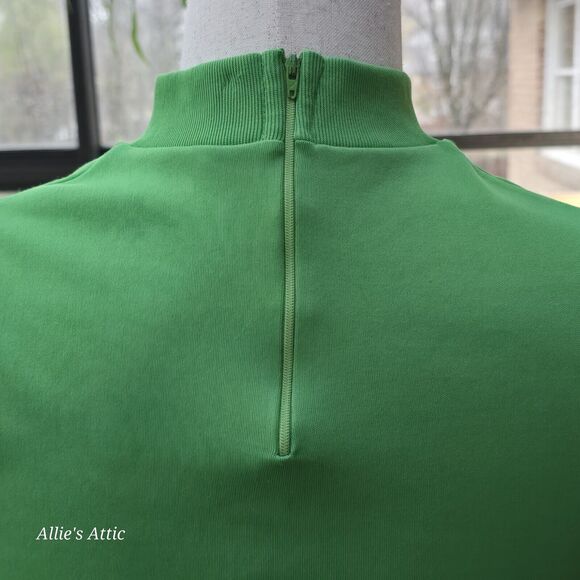 2 Sleeveless 70s Turtleneck Tops Shirt Zip Polyester Yellow Green Donnkenny S/M - Picture 11 of 12